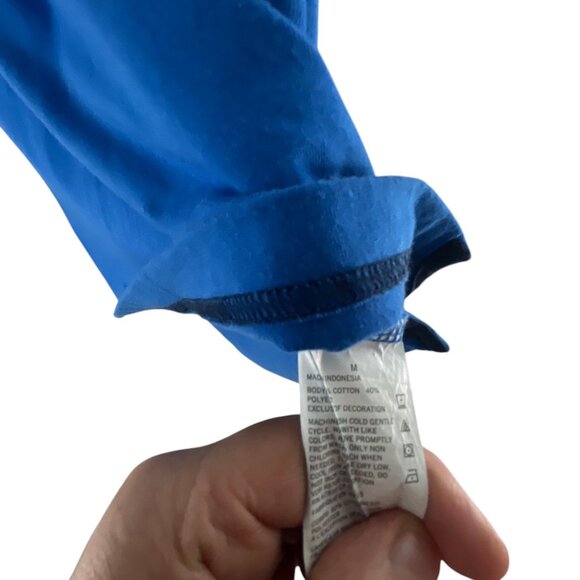 Nautica Mens Blue Polo Shirt Size M Cotton Blend Nautical Logo Short Sleeve - Picture 4 of 7